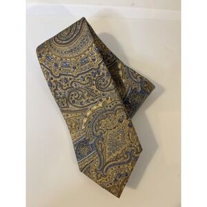 VTG Libert of London Blue & Beige Paisley Silk Tie 3 In Wide